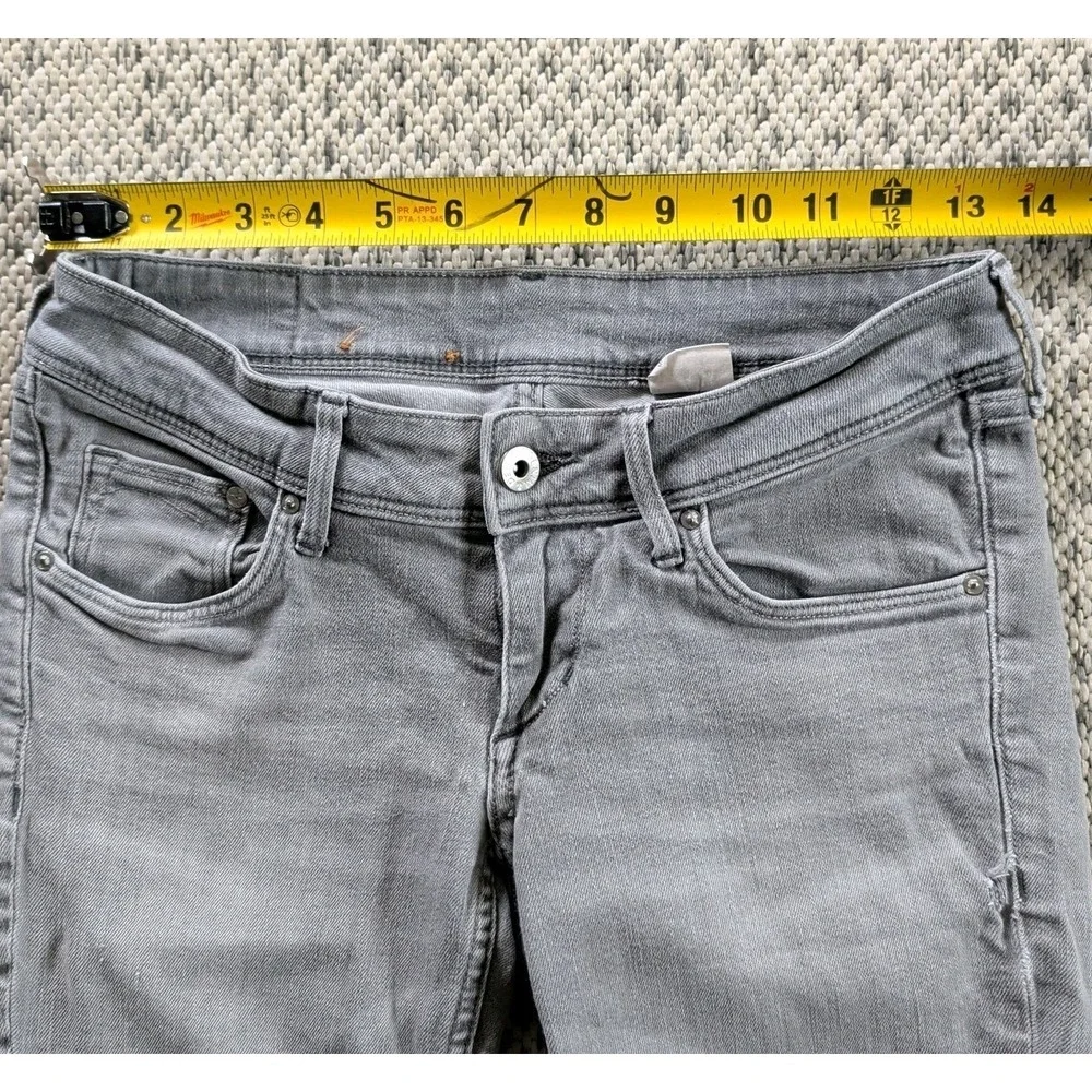 &Denim Skinny Cutoff Jorts Gray Distressed Long Shorts Y2K‎ Grunge Punk